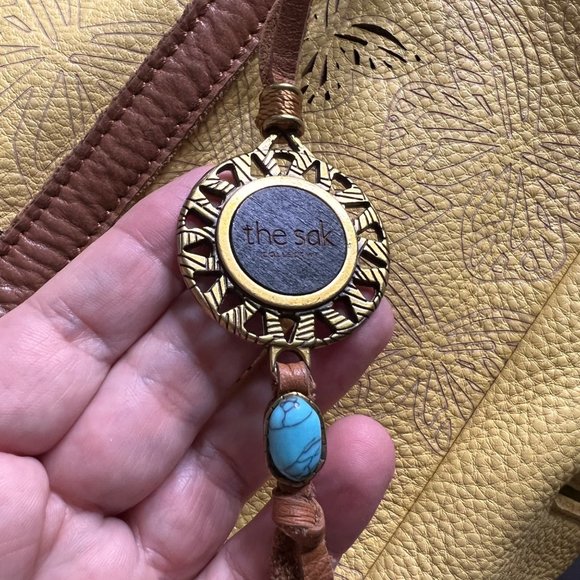 Vintage THE SAK COLLECTIVE Yellow Leather Hobo Shoulder Bag - Picture 5 of 16